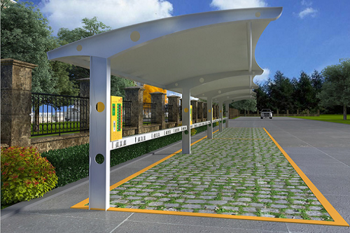 小區(qū)電動(dòng)車(chē)充電樁膜結(jié)構(gòu)停車(chē)棚雨棚